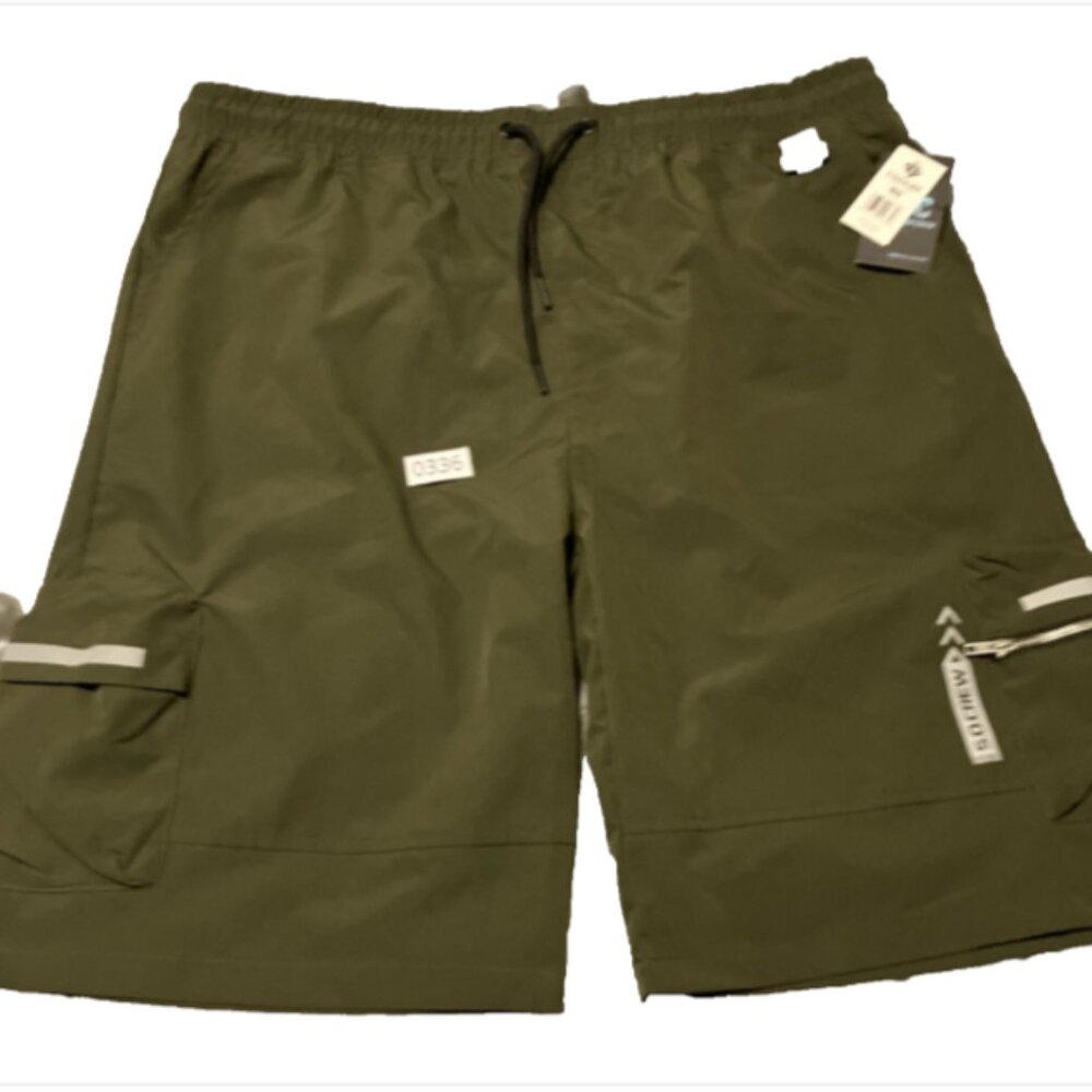 State Of Crew mens3xB Olive Elastic Waist Cargo Style Polyester Shorts w/Pockets